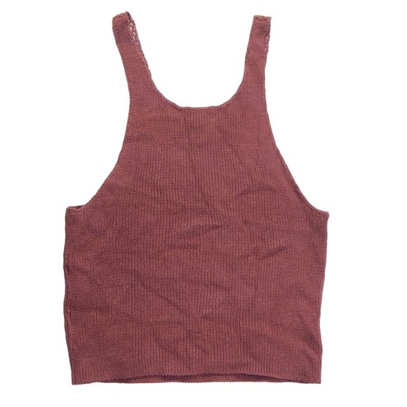 L.A Hearts Knit Crop Tank Top Womens Pacsun Burgundy Size L - Picture 2 of 7